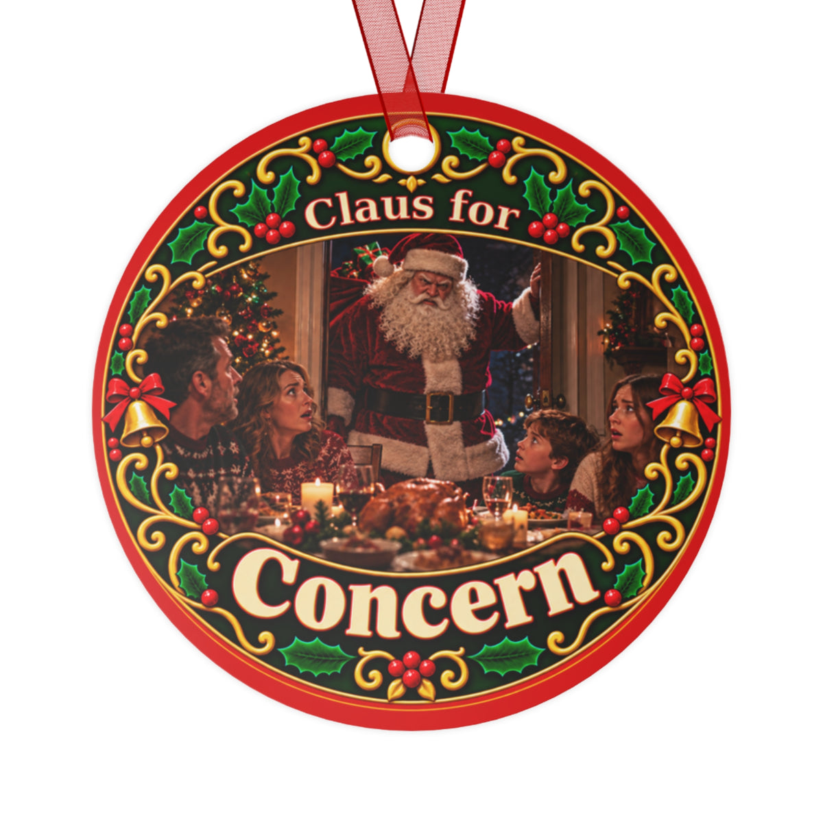 Metal Ornament — “Claus for Concern” Vintage Family Christmas Decoration