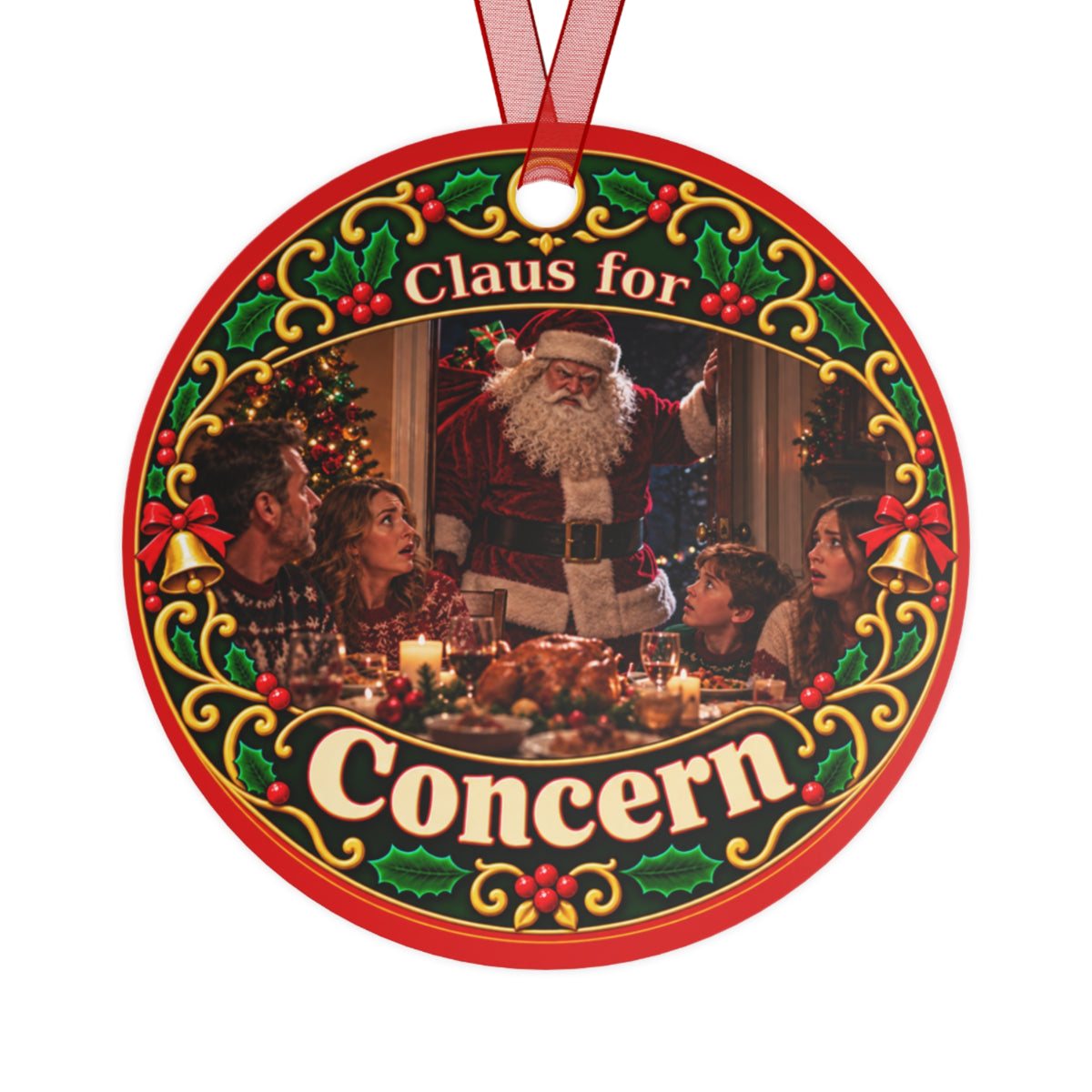 Metal Ornament — “Claus for Concern” Vintage Family Christmas Decoration