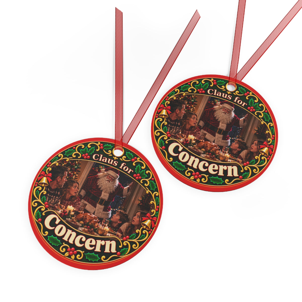 Metal Ornament — “Claus for Concern” Vintage Family Christmas Decoration