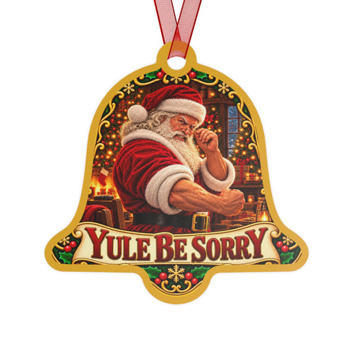 Bell Metal Ornament — Vintage Santa 'Yule Be Sorry' Christmas Tree Decoration